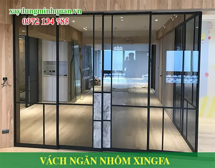 vách ngăn nhôm kính đẹp